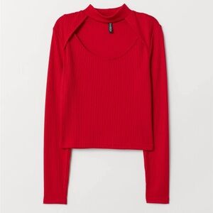 H&M Ribbed Cutout Long Sleeve Top size large